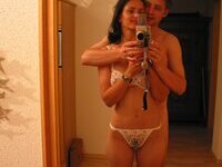 Brunette amateur wife posing for hubby
