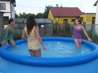 Young coed girls at my pool