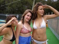 Young coed girls at my pool