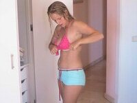 Blond amateur GF nude posing and blowjob