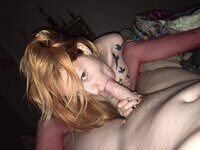 Sexy redhead babe nude posing and cock sucking