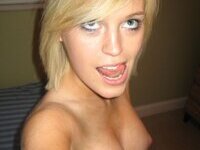 Young amateur blonde girl showing her goods