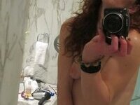 Bathroom selfies from curly amateur wife