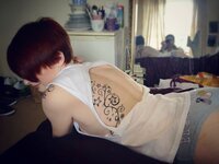 Tattooed redhead girl selfies collection