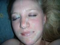 New amateur blonde GF posing and gets cum on her face