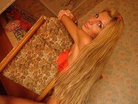 Sensual amateur blonde babe with long hair pics collection