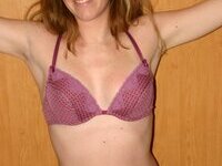 Smiley amateur wife posing for hubby
