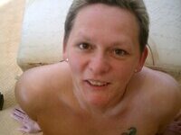 Blond amateur mom with short hair