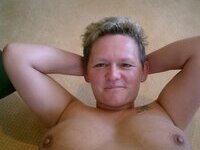 Blond amateur mom with short hair