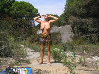 Nudist amateur couple at summer vacation