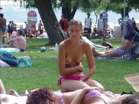 Flashing tits in public