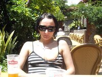 Amateur brunette at hot summer vacation