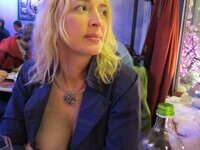 Shameless amateur blonde MILF love showing her tits