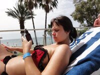 Amateur brunette at hot summer vacation