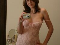Selfies at mirror from amateur girl