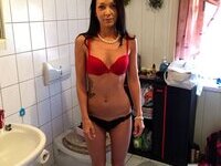 Seductive amateur brunette nude posing pics collection