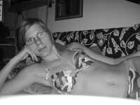 Nerdy amateur blonde wife posing at home