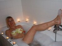 Nerdy amateur blonde wife posing at home