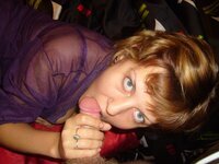 Blond amateur wife posing and sucking