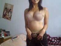 Asian amateur wife posing at home