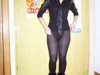 Asian amateur wife posing at home