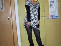 Asian amateur wife posing at home