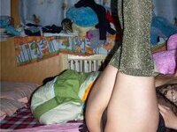 Asian amateur wife posing at home