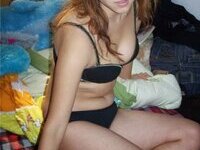 Asian amateur wife posing at home