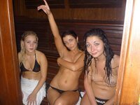 Amateur girls at sauna