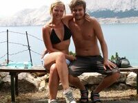 Real amateur couple at summer vacation