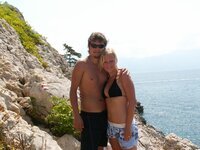 Real amateur couple at summer vacation