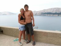 Real amateur couple at summer vacation