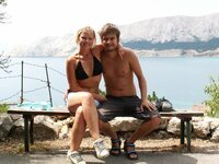 Real amateur couple at summer vacation