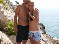 Real amateur couple at summer vacation