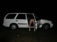 Mature slut posing at car