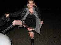 Mature slut posing at car