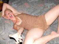 Blond amateur MILF posing for hubby