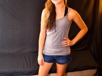 Hot college girlfriend posing naked for bf with friend