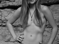 Hot college girlfriend posing naked for bf with friend