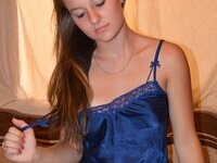 Hot college girlfriend posing naked for bf with friend