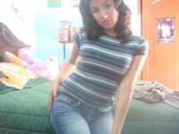 Sweet hairy Latina posing naked at home