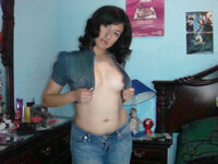 Sweet hairy Latina posing naked at home