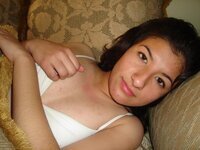 Sweet hairy Latina posing naked at home