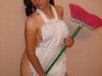 Sweet hairy Latina posing naked at home
