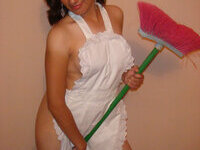 Sweet hairy Latina posing naked at home