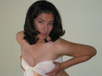 Sweet hairy Latina posing naked at home