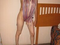 Sweet hairy Latina posing naked at home