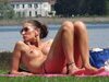 Topless on the lakeside