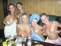 Six russian amateur girls at sauna