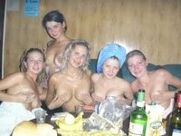 Six russian amateur girls at sauna